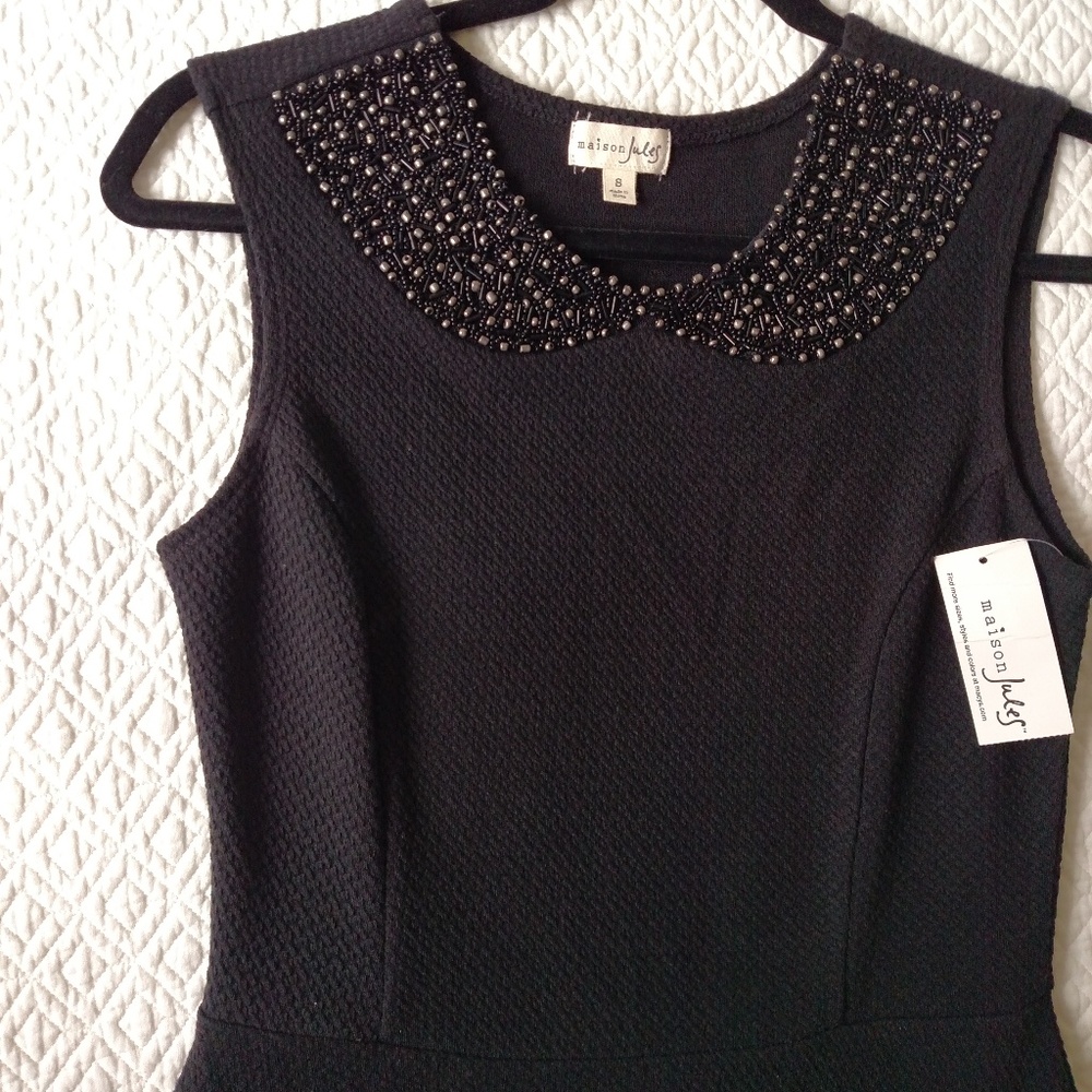 NWT Faux Collar Maison Jules Black Dress - Small